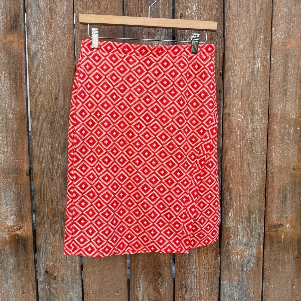 GILLI Women’s Red White Skirt Geometric Pencil Sheath Pull On Size Medium